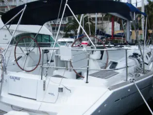 Cockpit of Galway, a Jeanneau Sun Odyssey 45 sailboat at Toulon, France