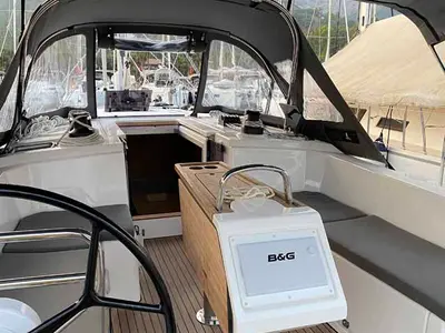 Cockpit of Sirius-Ada, a Bavaria C38 sailboat at Fethiye, Turkey