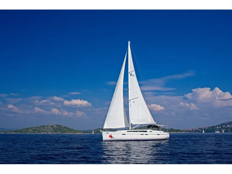 Exterior view of Bavaria Cruiser 46, a sailboat at Murter, Croatia