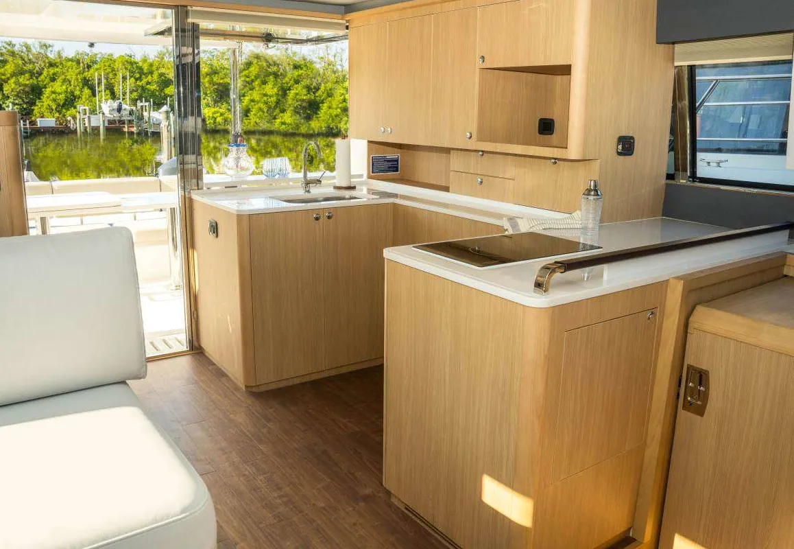 Galley of Seaduction, a Aquila 42 catamaran at Lavrion, Greece