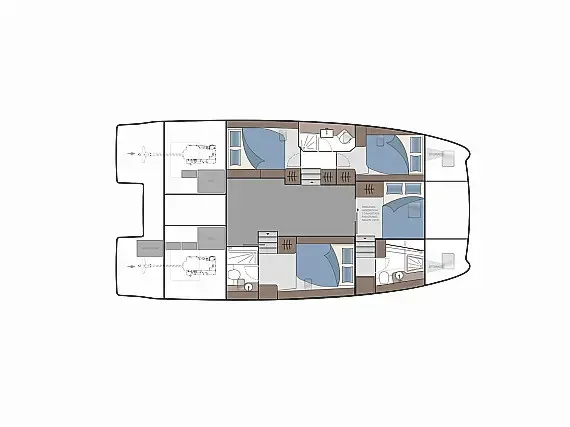 Floor plan of Seaduction, a Aquila 42 catamaran at Lavrion, Greece