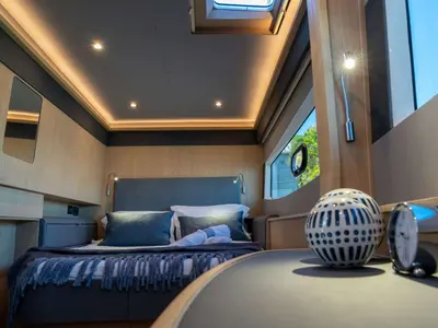 Cabin on Seaduction, a Aquila 42 catamaran at Lavrion, Greece