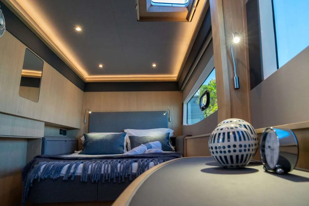 Cabin on Seaduction, a Aquila 42 catamaran at Lavrion, Greece