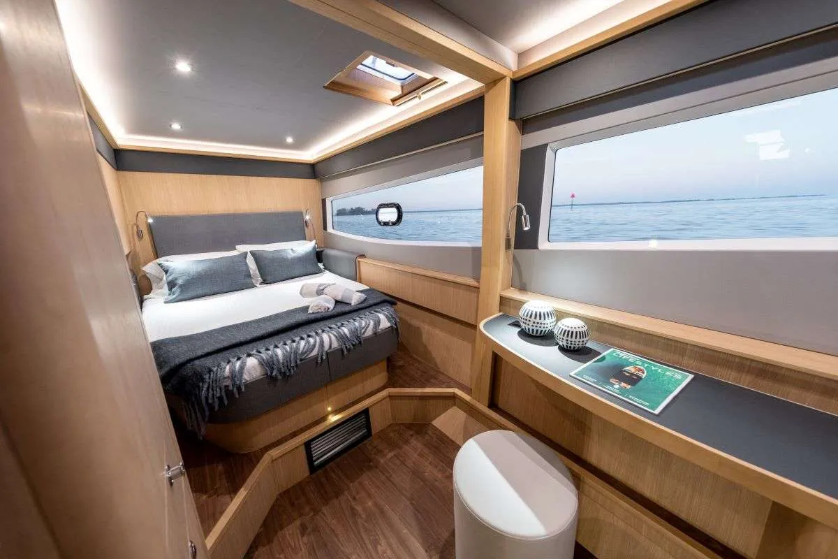 Cabin on Seaduction, a Aquila 42 catamaran at Lavrion, Greece