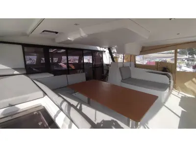 Deck of Celestia - A/C, Generator, Water maker, a Fountaine Pajot Aura 51 catamaran at Castellammare di Stabia, Italy