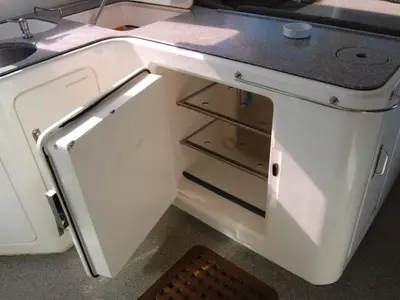 Galley of Alboran Mahanga (Majorca), a Voyage 440 catamaran at es Jonquet, Spain