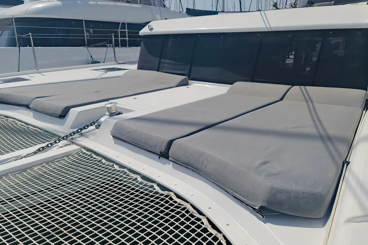 Deck of Danai, a Dufour 48 Catamaran catamaran at Agios Stefanos, Greece
