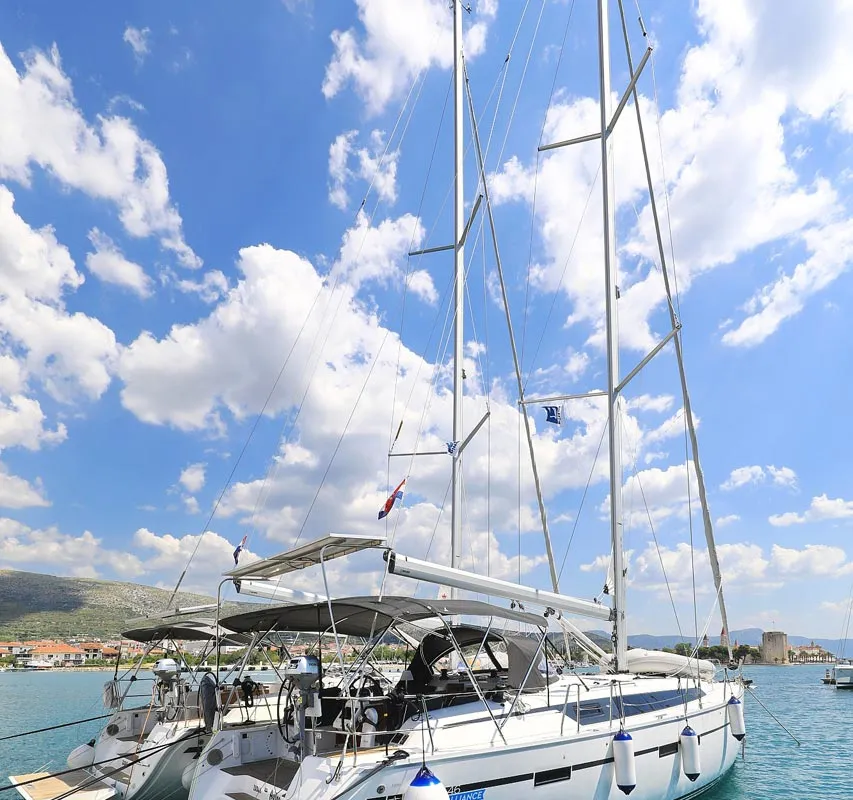 Exterior view of Avior, a Bavaria Cruiser 46 sailboat at Grad Biograd na Moru, Croatia