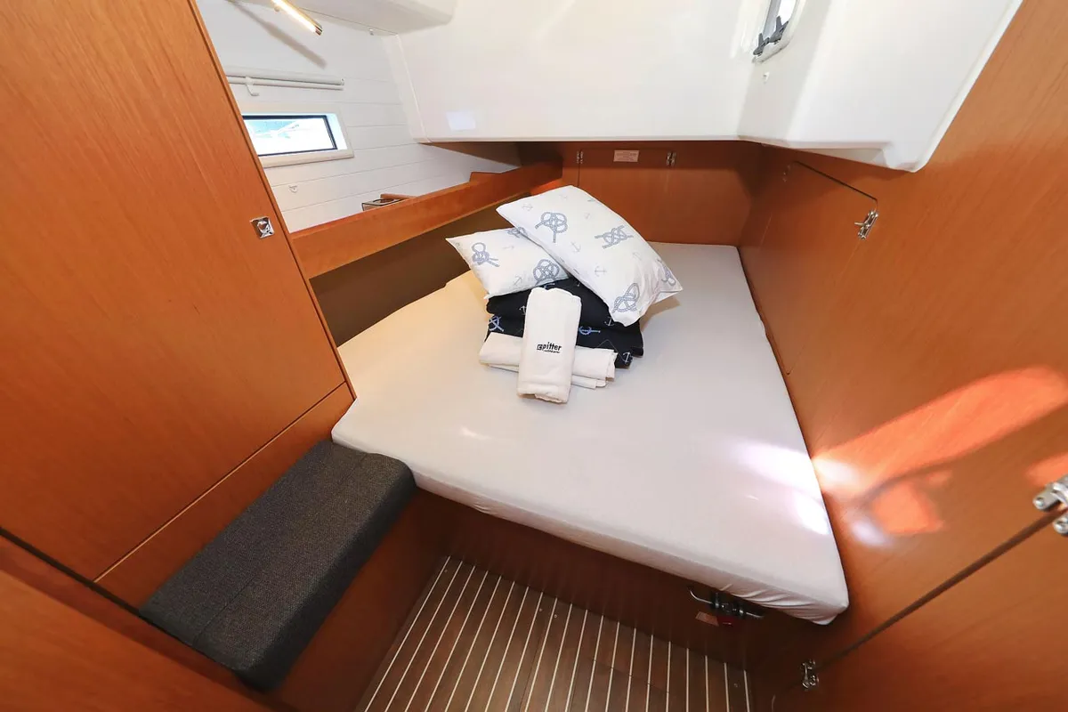 Cabin on Avior, a Bavaria Cruiser 46 sailboat at Grad Biograd na Moru, Croatia