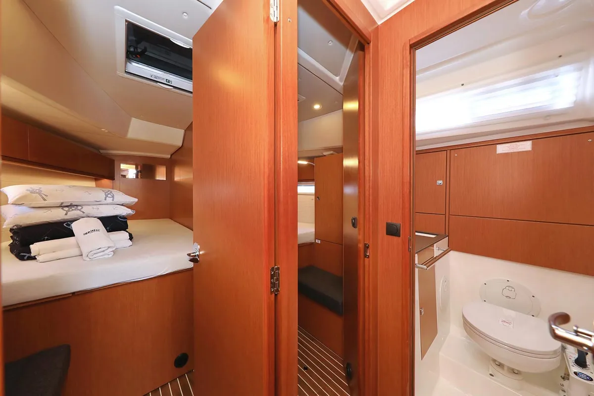 Cabin on Avior, a Bavaria Cruiser 46 sailboat at Grad Biograd na Moru, Croatia