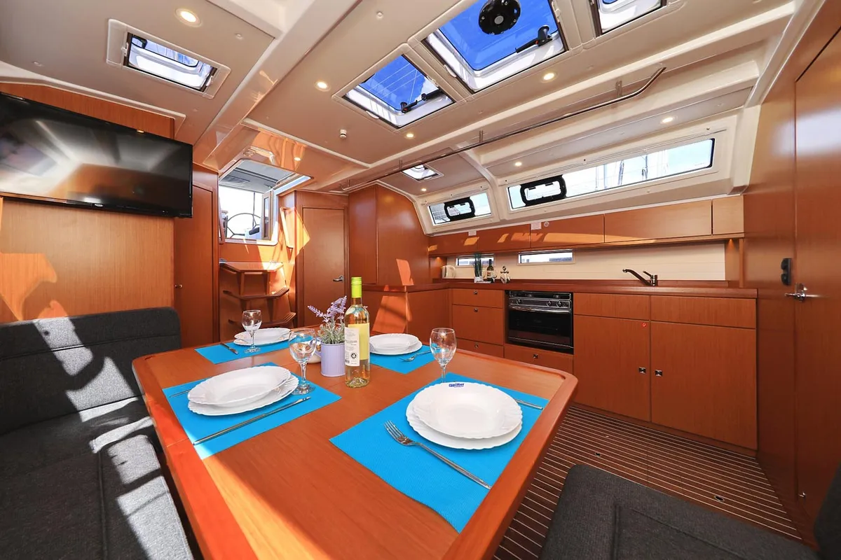 Salon of Avior, a Bavaria Cruiser 46 sailboat at Grad Biograd na Moru, Croatia