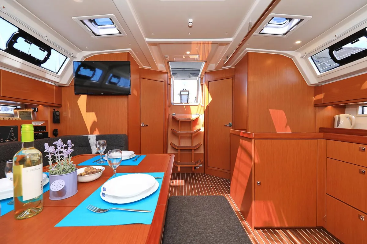 Salon of Avior, a Bavaria Cruiser 46 sailboat at Grad Biograd na Moru, Croatia