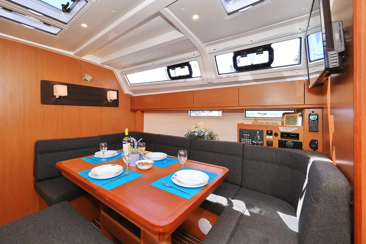 Salon of Avior, a Bavaria Cruiser 46 sailboat at Grad Biograd na Moru, Croatia