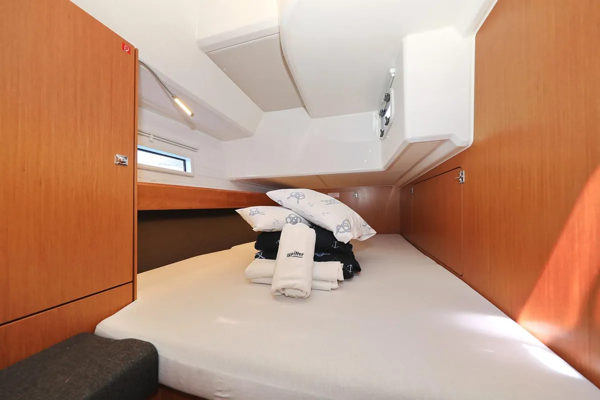 Cabin on Avior, a Bavaria Cruiser 46 sailboat at Grad Biograd na Moru, Croatia