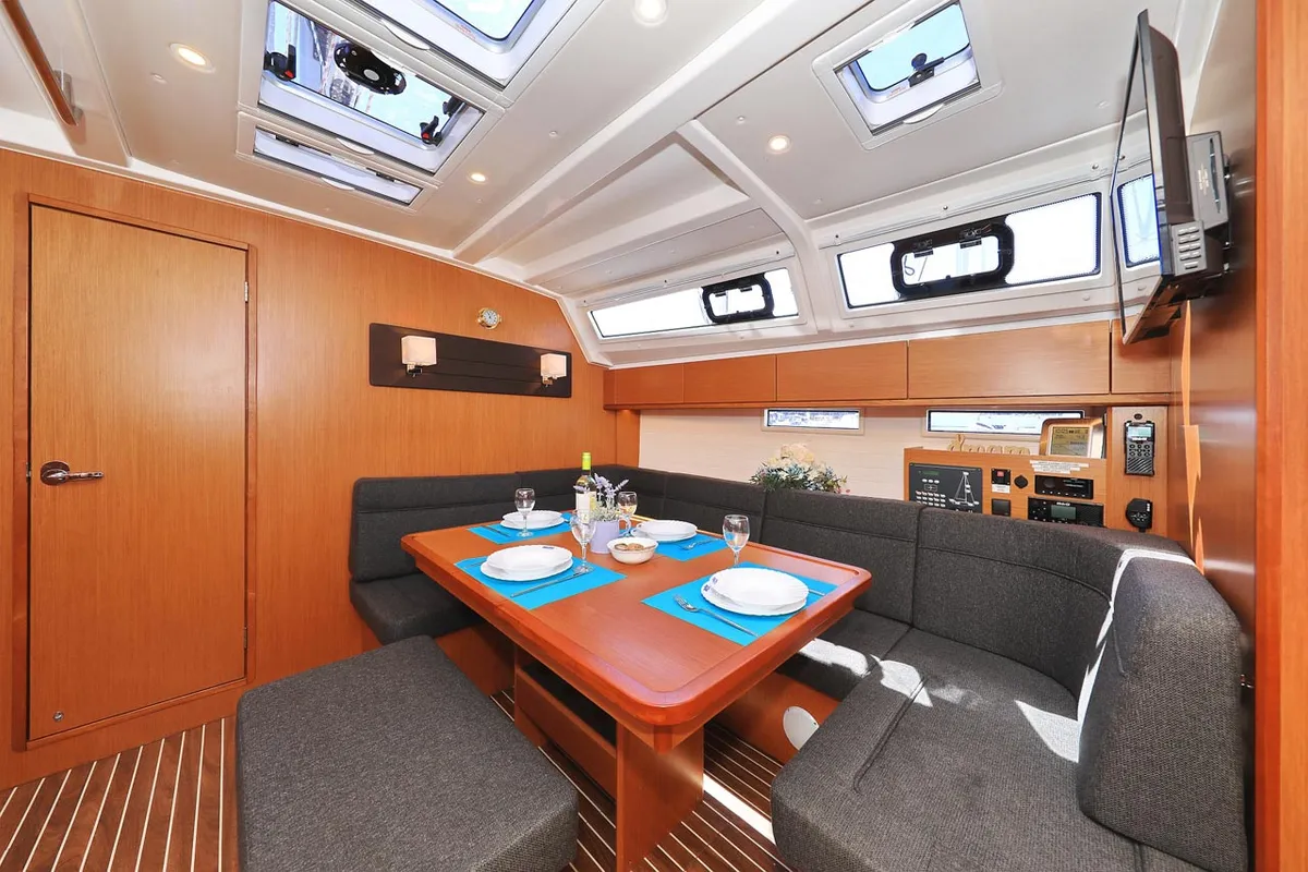 Salon of Avior, a Bavaria Cruiser 46 sailboat at Grad Biograd na Moru, Croatia