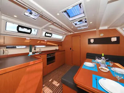 Salon of Avior, a Bavaria Cruiser 46 sailboat at Grad Biograd na Moru, Croatia