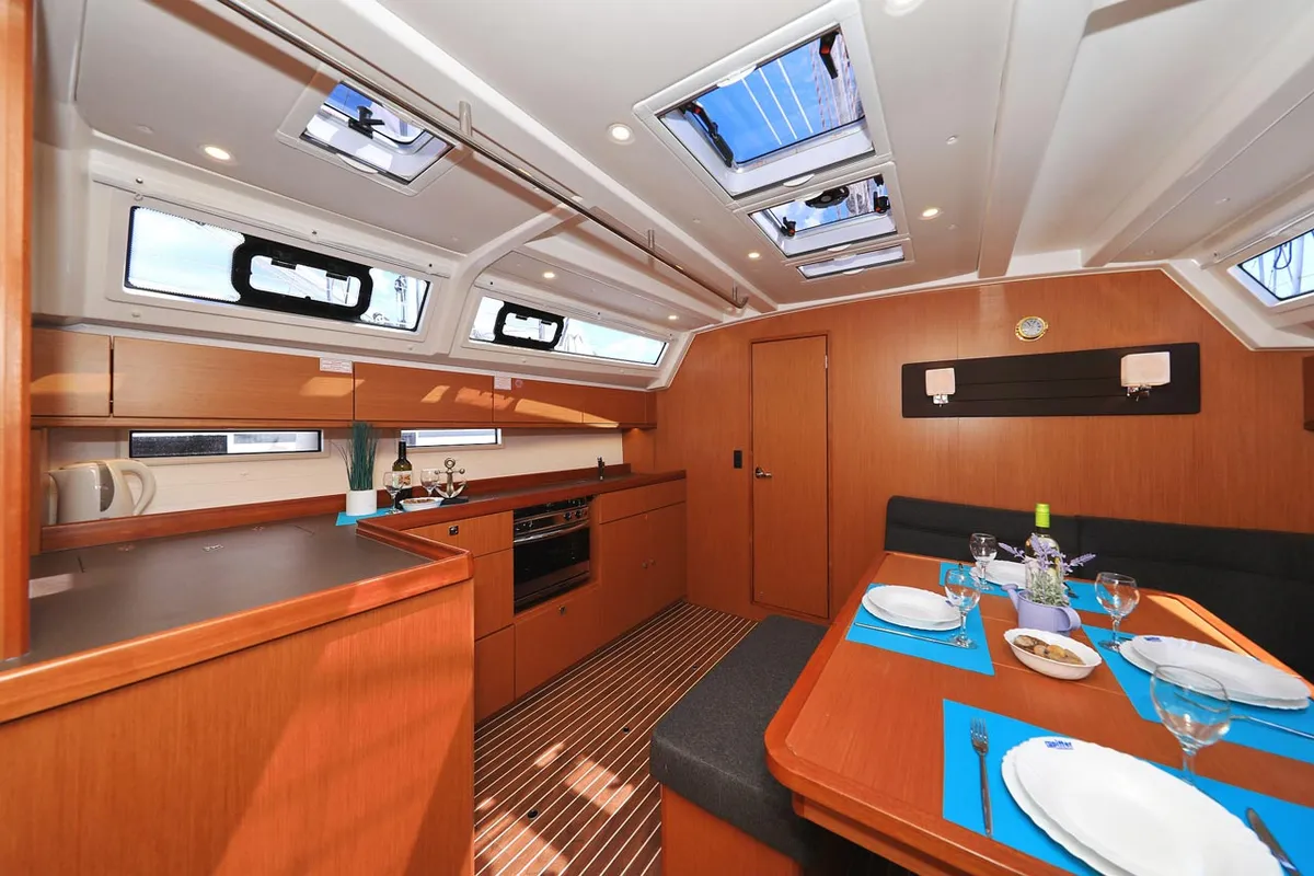 Salon of Avior, a Bavaria Cruiser 46 sailboat at Grad Biograd na Moru, Croatia