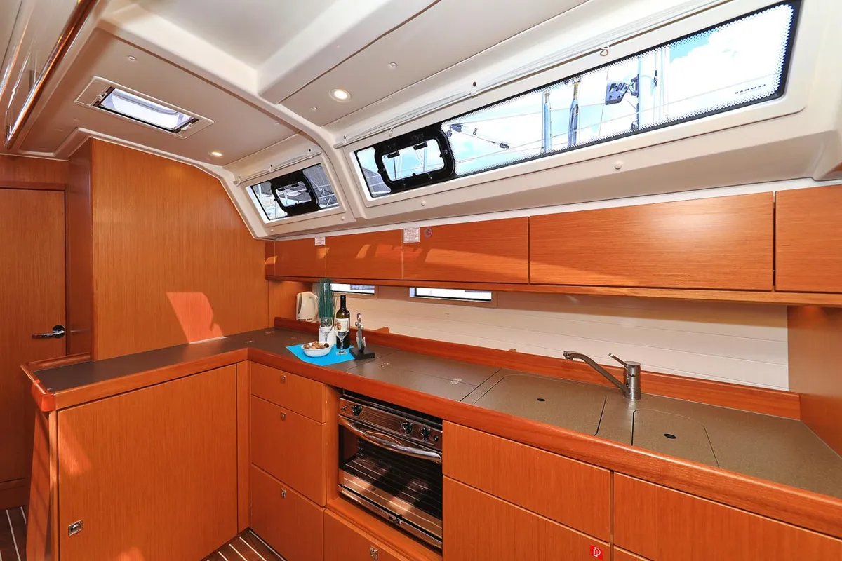 Galley of Avior, a Bavaria Cruiser 46 sailboat at Grad Biograd na Moru, Croatia
