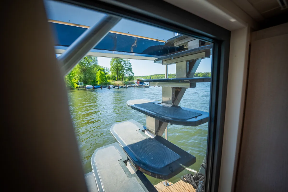 Ariella, a Woma D13 motorboat at Fürstenberg/Havel, Germany