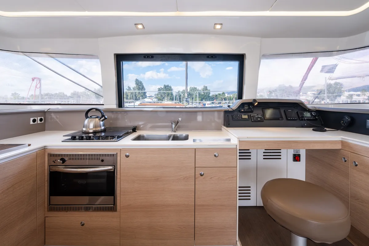 Galley of Theros, a Bali 4.1 catamaran at Municipal Unit of Lefkada, Greece