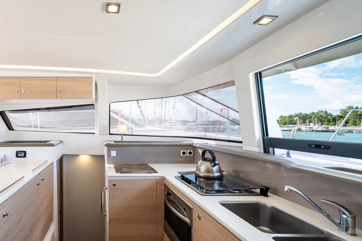 Galley of Theros, a Bali 4.1 catamaran at Municipal Unit of Lefkada, Greece