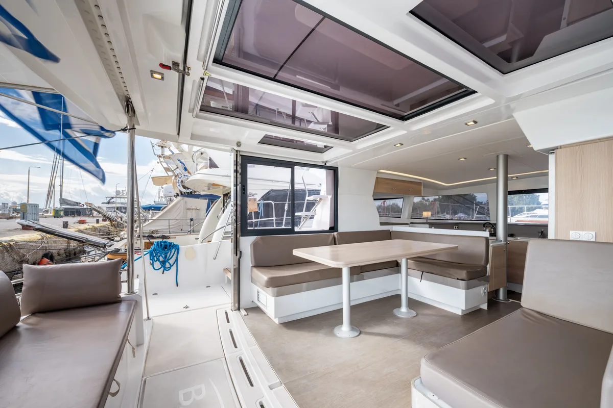 Deck of Theros, a Bali 4.1 catamaran at Municipal Unit of Lefkada, Greece