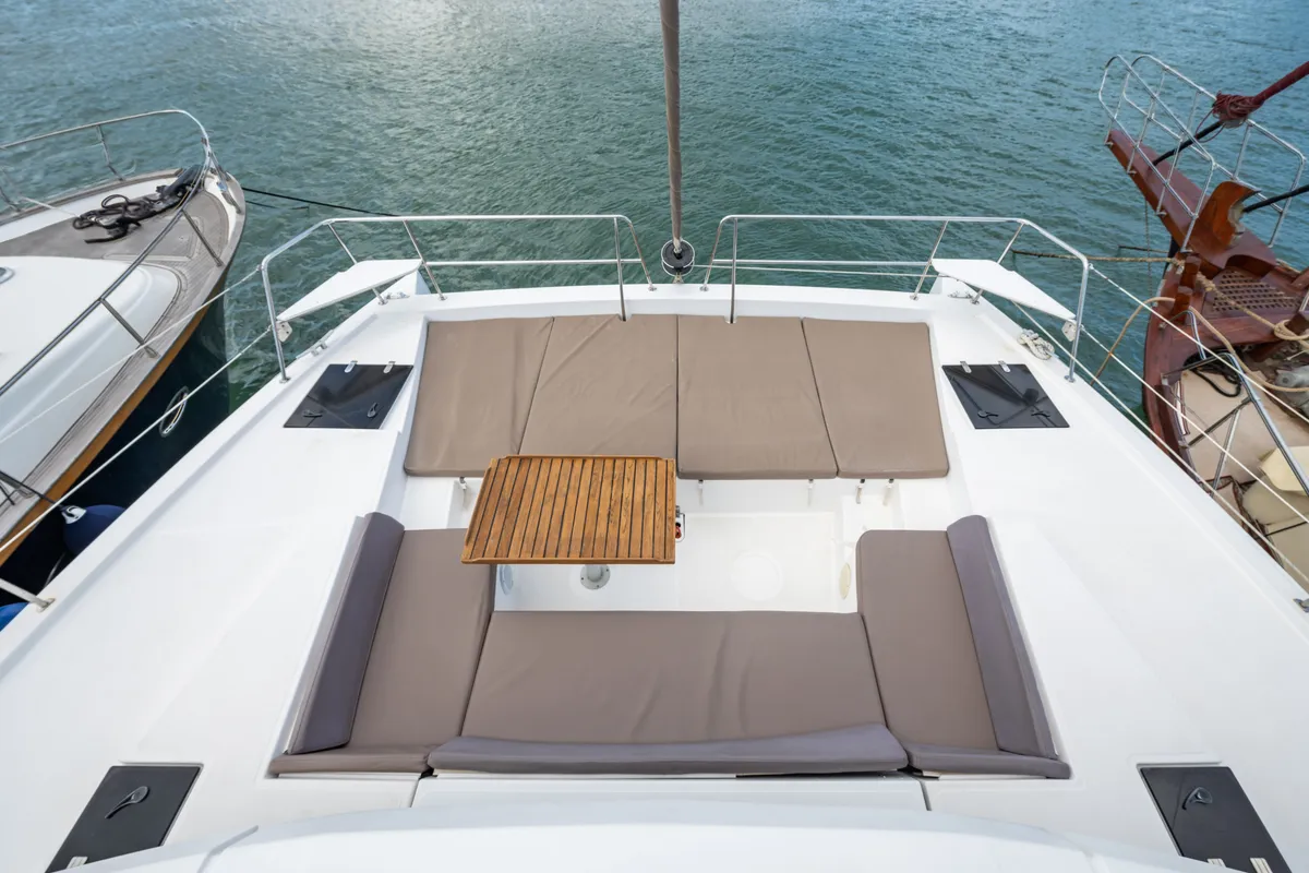 Deck of Theros, a Bali 4.1 catamaran at Municipal Unit of Lefkada, Greece