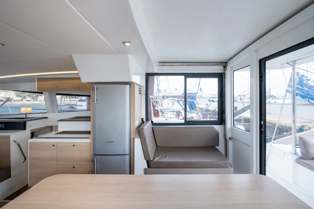 Salon of Theros, a Bali 4.1 catamaran at Municipal Unit of Lefkada, Greece