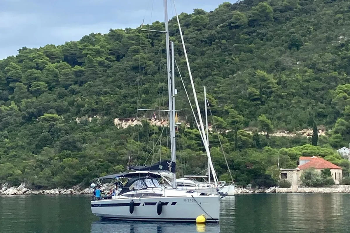 Exterior view of Ana, a Jeanneau Sun Odyssey 349 sailboat at Grad Pula, Croatia