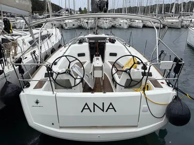 Cockpit of Ana, a Jeanneau Sun Odyssey 349 sailboat at Grad Pula, Croatia