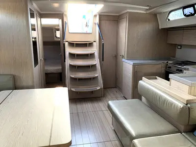 Galley of Lima, a Beneteau Oceanis 51.1 sailboat at Cala Egos, Spain