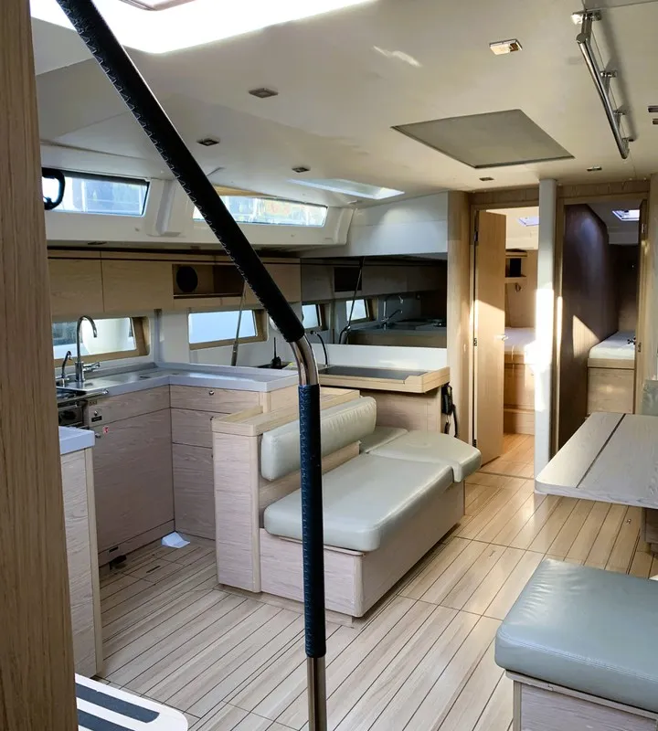 Galley of Lima, a Beneteau Oceanis 51.1 sailboat at Cala Egos, Spain
