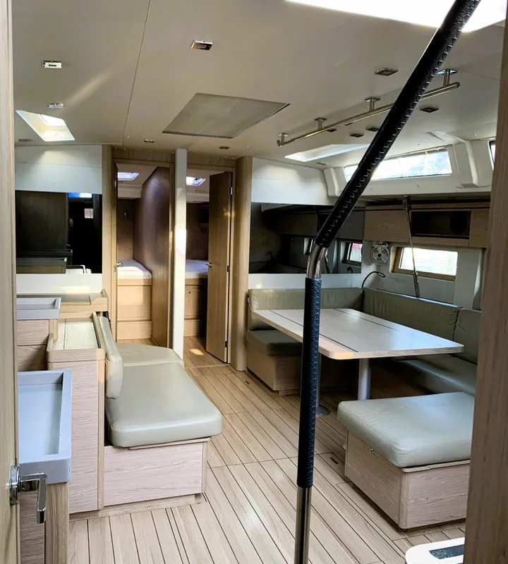 Salon of Lima, a Beneteau Oceanis 51.1 sailboat at Cala Egos, Spain