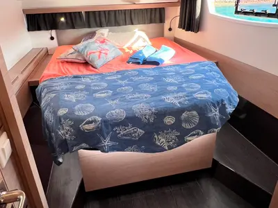 Cabin on Dolce, a Fountaine Pajot Lucia 40 catamaran at Marmaris, Turkey