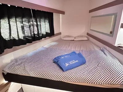 Cabin on Dolce, a Fountaine Pajot Lucia 40 catamaran at Marmaris, Turkey