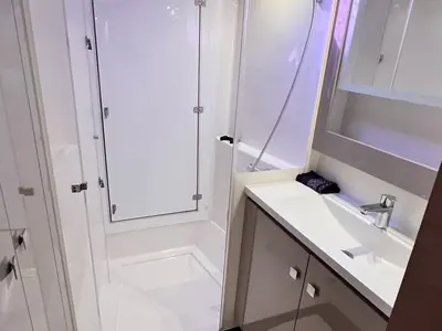 Head on Dolce, a Fountaine Pajot Lucia 40 catamaran at Marmaris, Turkey
