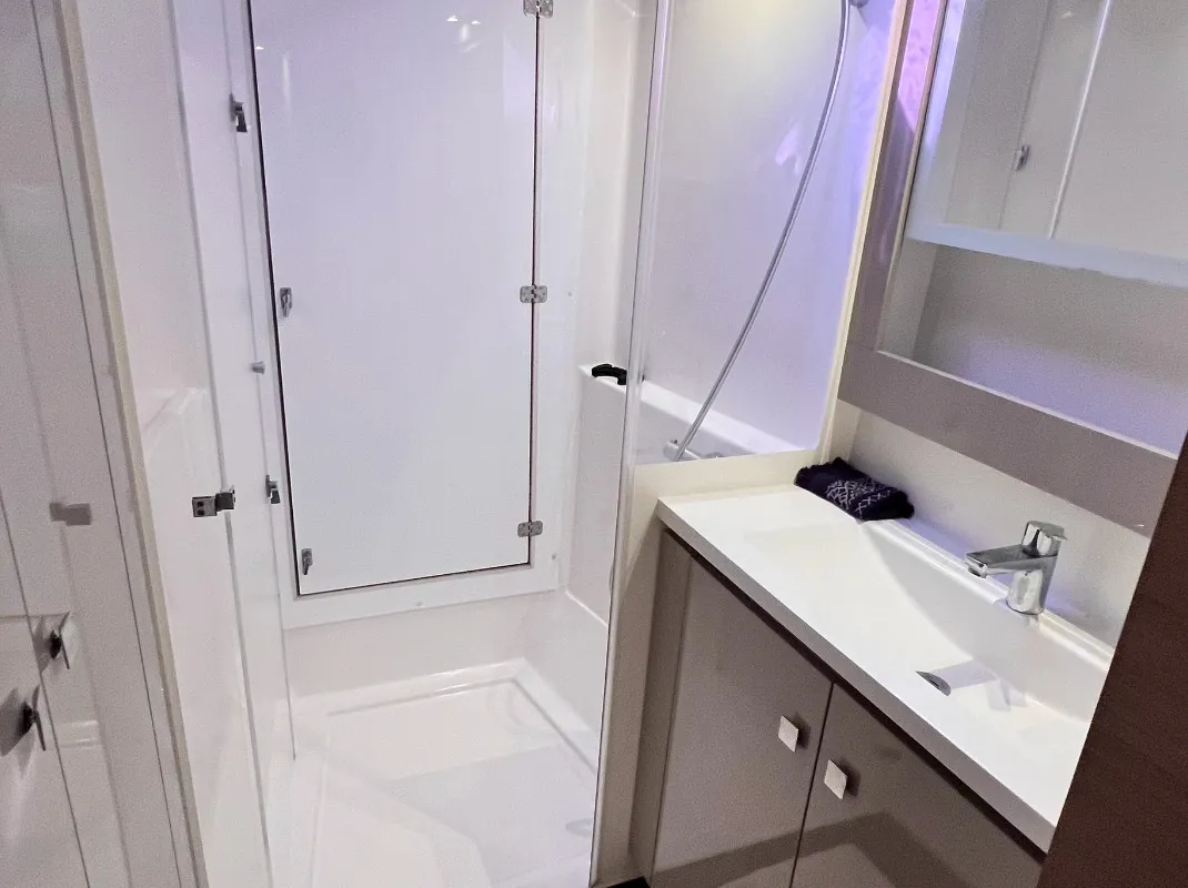 Head on Dolce, a Fountaine Pajot Lucia 40 catamaran at Marmaris, Turkey