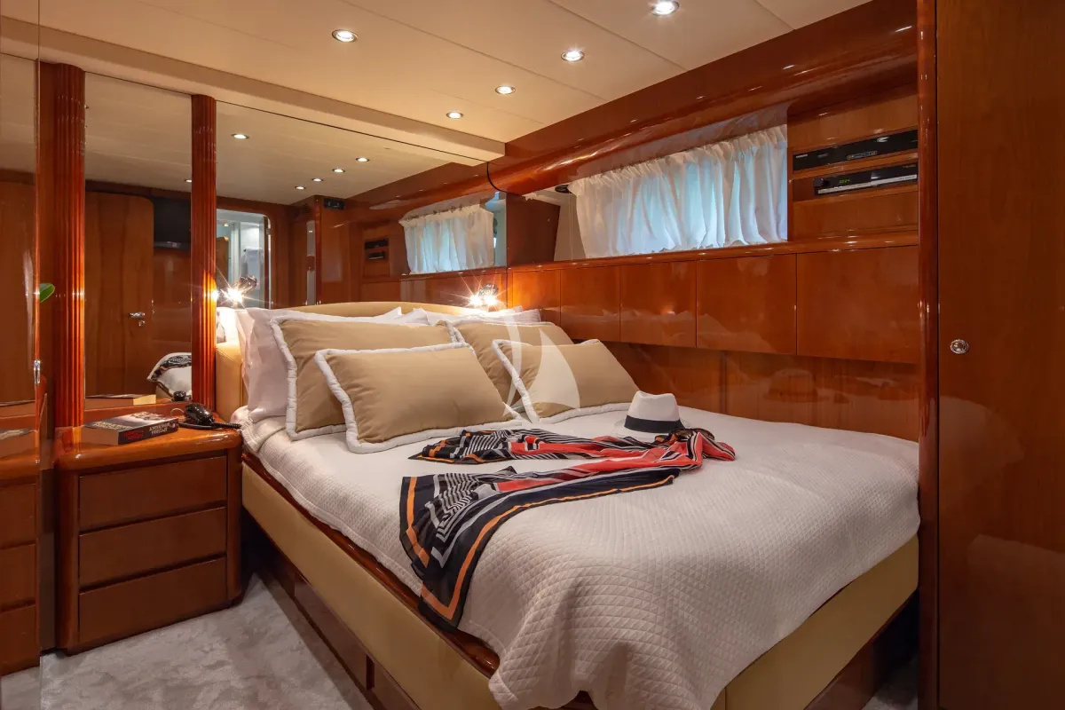 Cabin on Efmaria, a Falcon 86 motor yacht at Athens, Greece