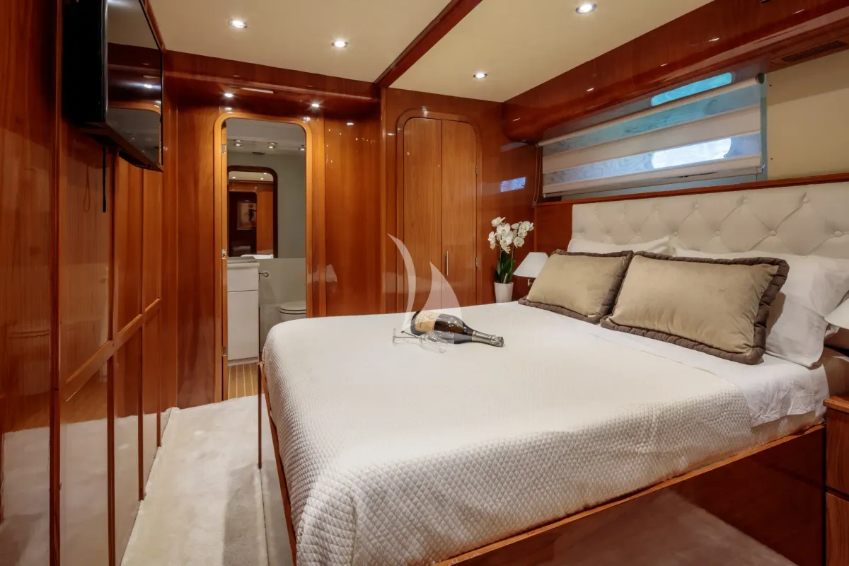 Cabin on Efmaria, a Falcon 86 motor yacht at Athens, Greece
