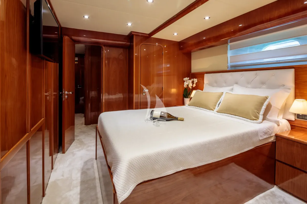 Cabin on Efmaria, a Falcon 86 motor yacht at Athens, Greece