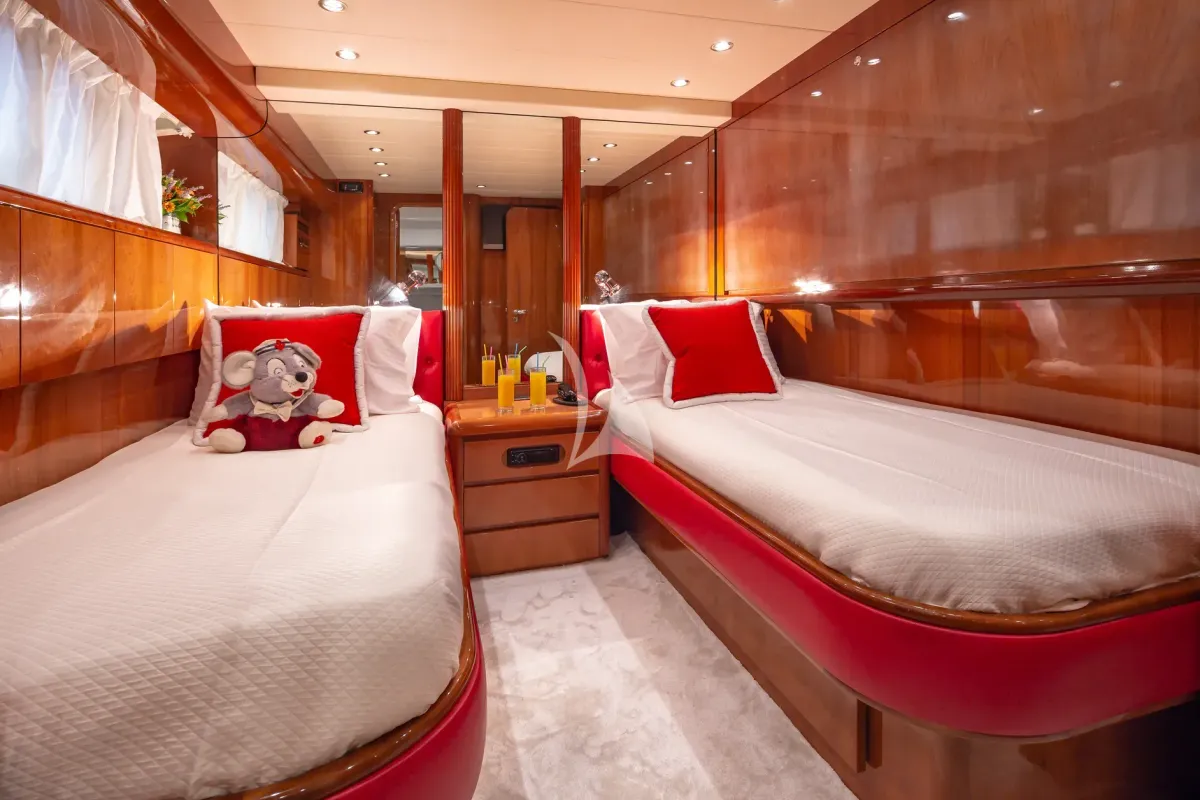 Cabin on Efmaria, a Falcon 86 motor yacht at Athens, Greece