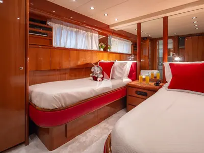 Cabin on Efmaria, a Falcon 86 motor yacht at Athens, Greece