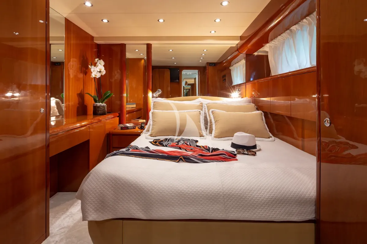 Cabin on Efmaria, a Falcon 86 motor yacht at Athens, Greece