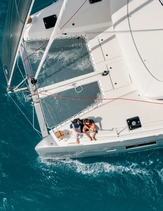 Exterior view of MarLe, a Lagoon 42 catamaran at Thira Municipal Unit, Greece