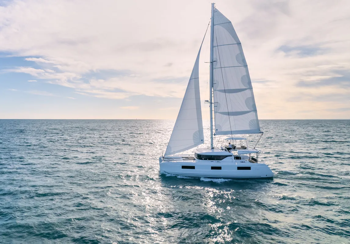 Exterior view of MarLe, a Lagoon 42 catamaran at Thira Municipal Unit, Greece
