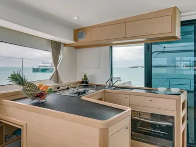 Galley of MarLe, a Lagoon 42 catamaran at Thira Municipal Unit, Greece