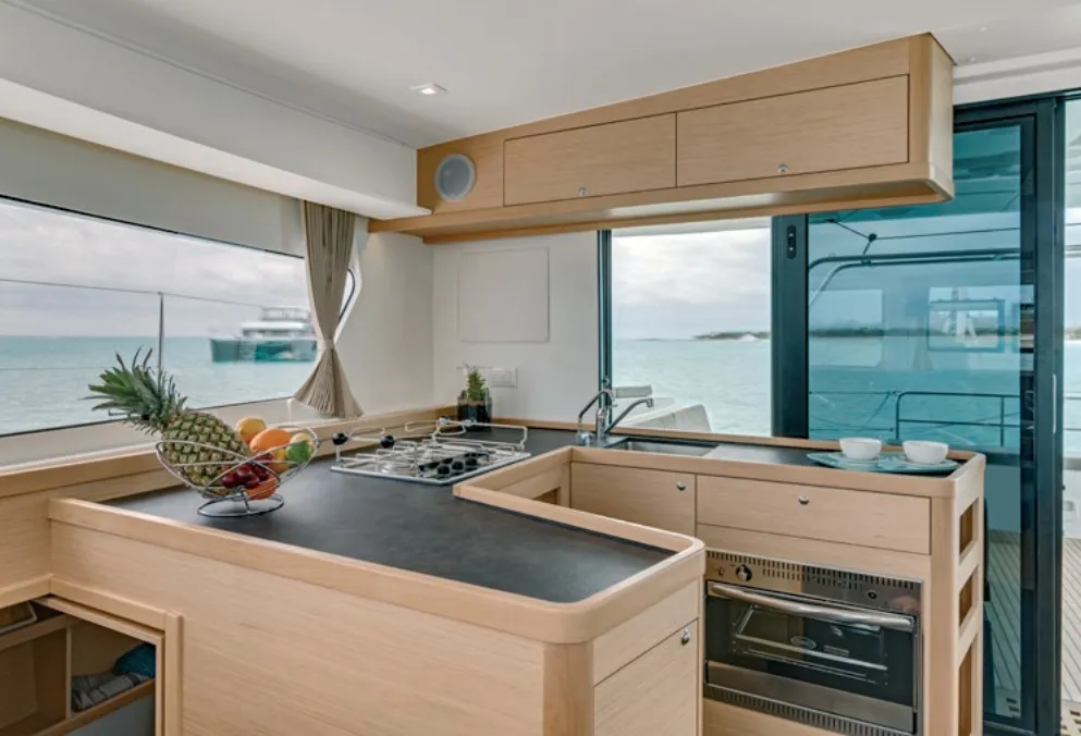 Galley of MarLe, a Lagoon 42 catamaran at Thira Municipal Unit, Greece