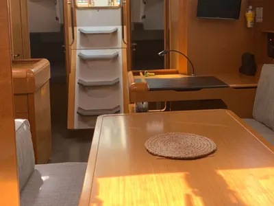 Salon of Aurora, a Jeanneau Sun Odyssey 519 sailboat at Skiathos, Greece