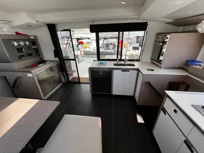 Galley of Angie, a Fountaine Pajot Elba 45 catamaran at Sukošan, Croatia