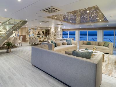 Salon of Elite, a Gulet Power Catamaran catamaran at Baltra, Ecuador
